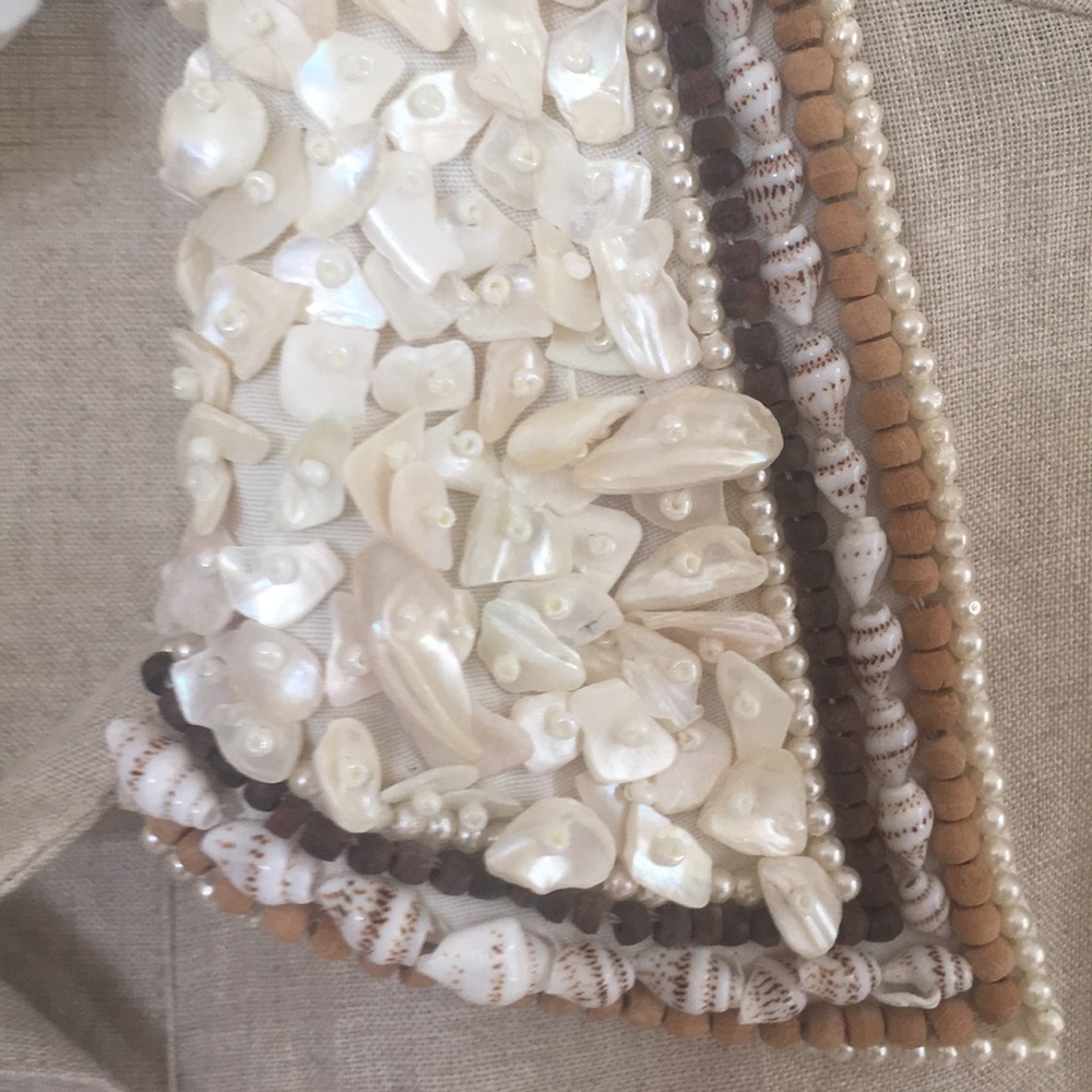 Beautiful Shell Embellished Linen Top - image 6